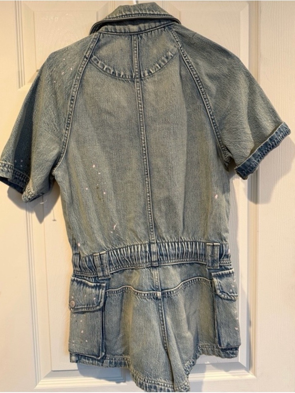 We The Free Light Denim Short Utility Romper - Picture 8 of 8